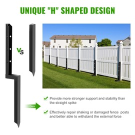 ATCWF 8-Pack 2" Width Fence Post Repair Kit, 34in Total Length Heavy Duty Ground Spike Anchor for Wooden Post Repairing Tilted/Broken Posts