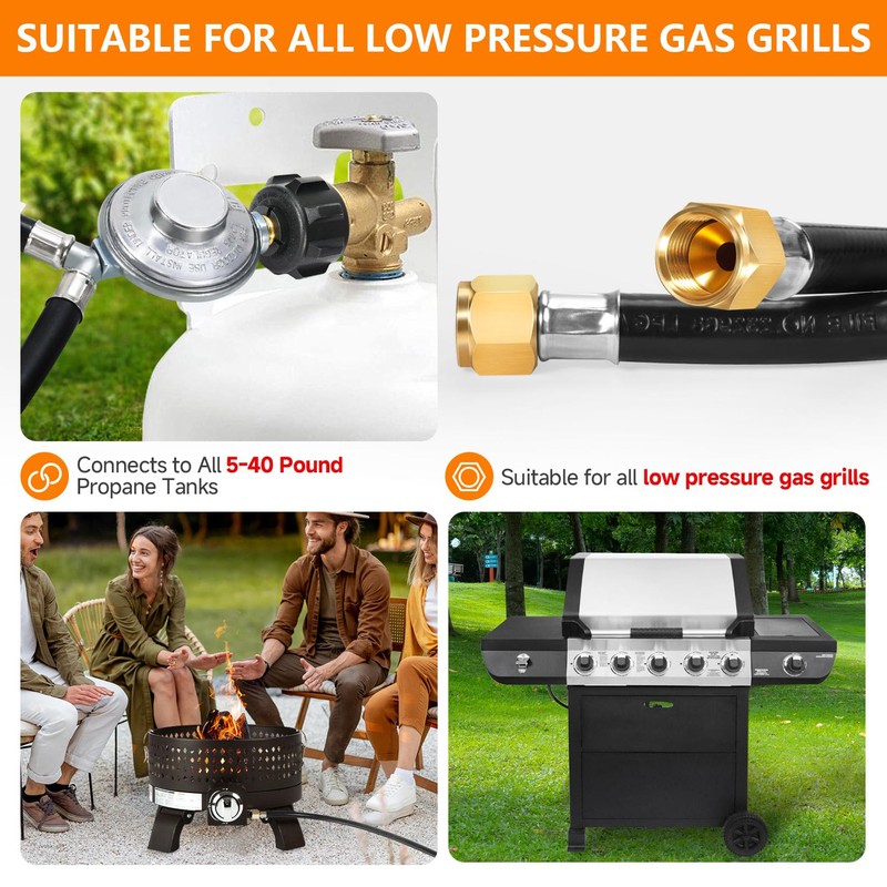 GasSaf 3 Feet Y Splitter Propane Regulator with Hose, 2