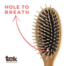 Tek Large oval hair brush with short pins - handmade in Italy