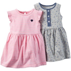 Carter's Baby Girls' 2 Piece Dress Set 121g474, Stripe/Floral, 6 Months