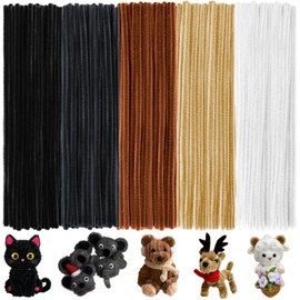 YONOVO 500 Pcs Pipe Cleaners for Crafts Flowers Bulk 5 Neutral Colors, 8mm Thick 12 inch Long Chenille Stems for Making Animals,Fluffy Fuzzy Sticks Set for DIY Holiday Decorations Kids Crafts Supplies