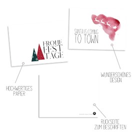 Christmas Cards Set (32 Pieces) with Different Motifs - A6 Postcards for Christmas - A Christmas Postcard for Each of Your Loved Ones - Cool Christmas Postcards with and without Sayings