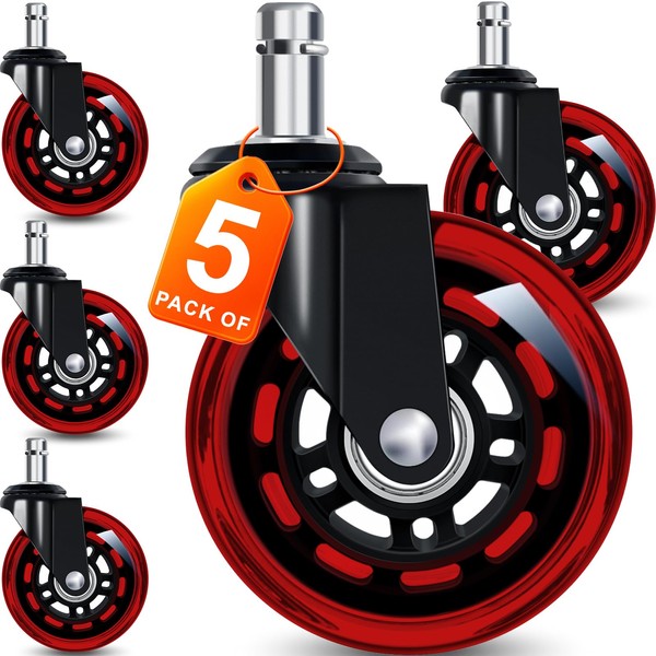 FreekyFit Office Chair Wheels for Casters Replacement - 3" Rubber