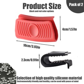 2Pcs Silicone Assist Handle Holder Grip, Heat Resistant Cast Iron Holder Sleeve, Anti-Slip Skillet Handle Covers, Potholder Hot Handle Holder for Kitchen Pot Pan Cookware (Black)