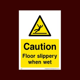 Caution Floor Slippery when wet Plastic Sign - Toilet, Water, Reception, Car Park, Slippery Floor (HS7)