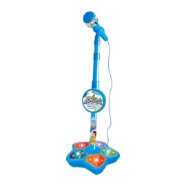 predolo Toy Microphone with Stand and Flashing Operate for Kids Birthday Gifts, Blue