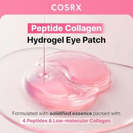 COSRX Pink Peptides Collagen Hydrogel Eye Patch for Puffy Eyes, Cooling & Firming Under Eye Patches with 4-Peptide & Caffeine (60), Depuffing Gel Eye 