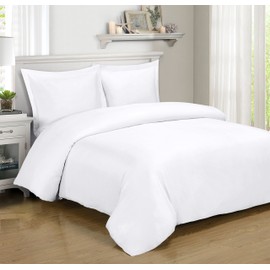 Royal Hotel Silky Soft Bamboo Cotton Hyrbid Duvet Covers, 3pc Duvet Cover Set, Oversized Full/Queen, White