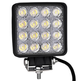 POOPEE LED Work Light, 24 V, 12 V, Wide Angle, 48 W, 16 LED Work Light, Outdoor Work, Buggy, Offroad, Truck Supplies, Car Exterior Light, Energy Saving, Waterproof, Dustproof