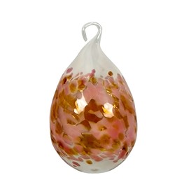 Lauschaer Glas Glass Easter Eggs with Granules, Various Sizes and Sets Mouth-Blown Hand-Shaped (5, Opal Pink with 5 Colours)