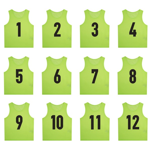 SHIJIXING 12 Pack（1-12） Numbered Pinnies/Scrimmage Vest/Team Practice Jerseys for Basketball,