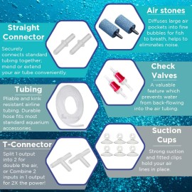 Rhinox Aquarium Airline Tubing Set, DIY CO2 Diffuser Kit, 6-Feet Airline Tubing, 2 A...