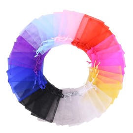 Time to Sparkle 100 Pieces Organza Gift Bags Oragnza Wedding Favour Bags Jewellery Pouches Packing (Mix Colorful, 7x9cm)
