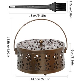 TOPJOWGA Mosquito Spiral Holder, Mosquito Coil Holder, Portable Mosquito Spiral Holder, Incense Holder Mosquito Spiral Container, Metal Incense Spirals Holder for Home, Camping, Garden (Bronze)