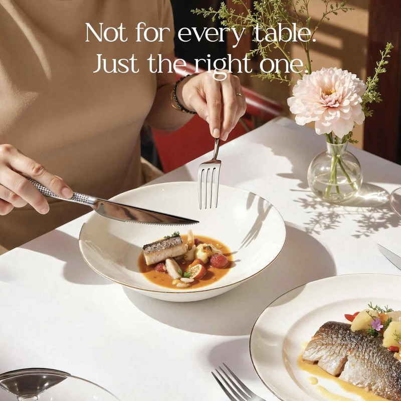 Modern Flatware Set, 5-Piece Stainless Steel Silverware with Knife, Forks
