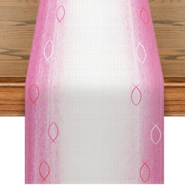 Baptism Table Runner First Holy Communion Decoration For Baby Shower, Baptism Tablecloth Linen, Table Covers for First Communion Baptism Children’s Parties (Pink Fish, 40x 140 cm)