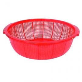TrueCraftware- 18-1/2" x 5-3/4" Round Perforated Colander with Grip Handles- Strainer Basket Wash Vegetables Fruits Drain Cooked Pasta Food Strainer Drainer Basket Strainer Kitchen Essentials
