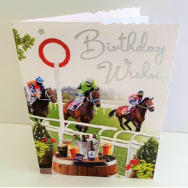 Jonny Javelin Male Birthday Wishes Card - Horse Racing