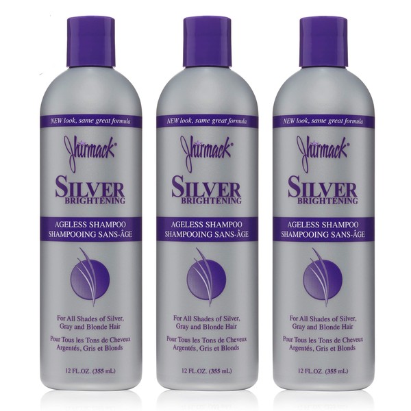 Jhirmack Silver Brightening Purple Shampoo Set of 3 for all types of silver, grey, and blonde hair