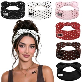 TERSE Polka Dot Headbands for Women Trendy Women Hair Accessories: 6 Packs Cute Bow Head Bands for Women's Hair, Fashion Hairbands Wide Headwraps with Bows