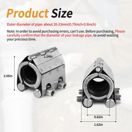Pipe Repair Clamp Kit -1/2 Inch 19mm-22mm High Pressure Resistant Pipe Coupling Clamp for Plastic&Metal Pipes, Emergency Duty Leak Sealer with Stainless Steel, Quick Fix for Water/Gas/Oil Lines