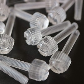 Pack of 60 Transparent Clear Plastic Acrylic Thumbscrews, Slotted+knurled M4 x 20mm