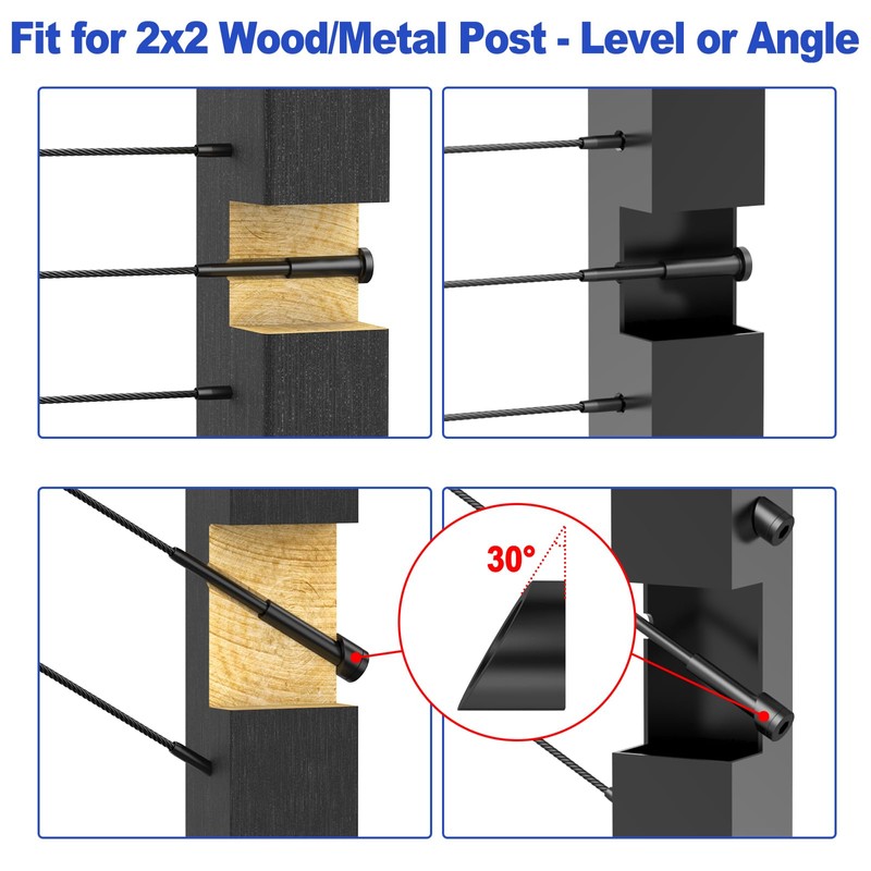 CKE 30 Pack 4"x4" Black Invisible Cable Railing Kit, T316