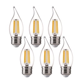 FLSNT 2700K Soft White LED Chandelier Edison Bulbs, 100W Equivalent, Dimmable CA11 E26 Base LED Candelabra Bulbs, 800LM, 6 Pack