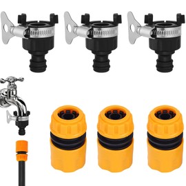 6 Pcs Set Kitchen Tap Hose Connector (for 16 – 21 mm Taps), Hose Pipe Connector Garden Hoses Connectors, Hosepipe Connectors Easy to Fit Indoor and Outdoor Universal for Garden, Bath Kitchen