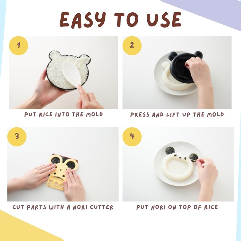 Arnest My Form Rice Press Mold 2pcs (Cat, Panda) &