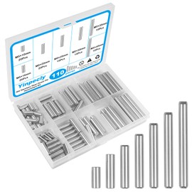 Yinpecly 110 Pcs 304 Stainless Steel Dowel Pin, M5 Cylindrical Shelf Support Pin Fasten Elements Assortment Kit, Size Include 5mm x 10mm / 16mm / 20mm / 25mm / 30mm / 35mm / 40mm