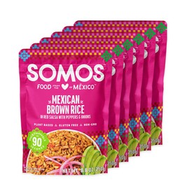 SOMOS Mexican Brown Rice, 8.8 oz Pouch (Pack of 6), Gluten Free, Non-GMO, Plant Based, Vegan, Microwavable Meals Ready to Eat