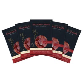 Meats Kosher Salami Chips - Sliced Sausage, Charcuterie Meat - Natural, Halal Friendly - 2 oz, Spicy, 5 Pack