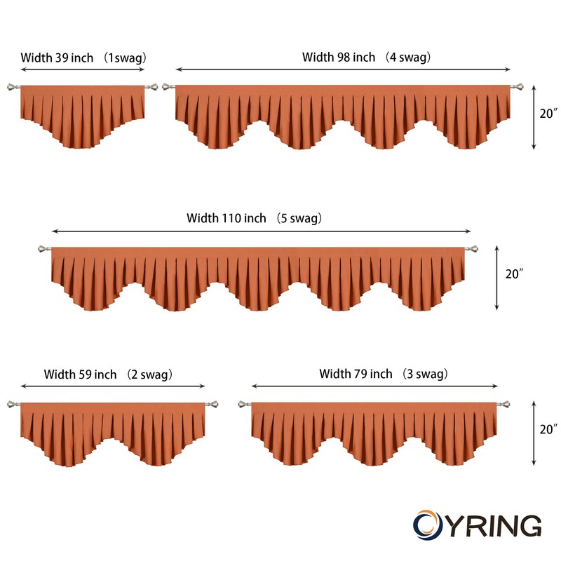 OYRING Energy Efficient Rod Pocket Curtain Valance Blackout valances for