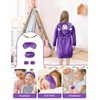 MORFORU Girl Fleece Robe Bathrobe with hoodies, Kid Bathrobe Matching