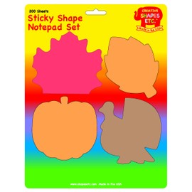 200 Sheets Thanksgiving Sticky Notepad Set 3in Maple Leaf Turkey Leaf Pumpkin Cute Fall Self Stick Classroom Note School Lunch Notes Bulletin Board Décor Gifts Tags Teacher Memos Reminders USA Made
