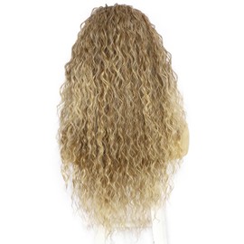 Sapphirewigs Blonde Curly Headband Wig Long Ombre Synthetic Wig Loose Water Wave Headband Wigs for Women Glueless 150% Density 66 cm