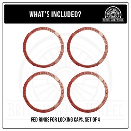 British Wire Wheel Red Locking Spinner Cap Rings (Set of 4), Compatible with Locking Knock Off Spinner Caps, Perfect for Greater Customization of Your Lowrider Wire Wheels