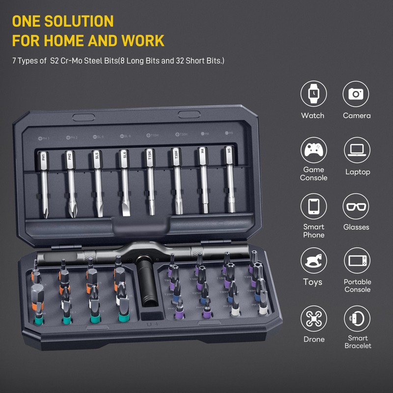 42 in 1 Magnetic Screwdriver Set with Detachable Ratchet Handle