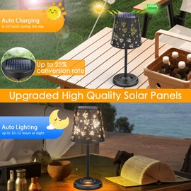 Ubright Solar Table Lamp Outdoor Cordless Lamp with Maple Leaf Hollow Design Metal Solar Table Lights Waterproof Outdoor Indoor Lanterns Decorative for Yard Garden Patio Home Living Room 2Pack