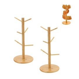 Pretzel Holder Stand, Bamboo Pretzel Rod Holder, Bamboo Tree-Shaped Pretzel Stand For Pretzel Display and Hanging Sausage Stand, Pretzel Holder for Christmas Wedding Birthday Treat Party (2PCS)