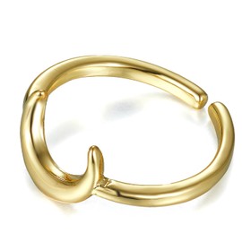 SHINYTE CATALINE Women's Non-Tarnish Gold Brass Moon Ring Size 4 Yards for Sensitive Skin in Brushed Leather Velvet Gift