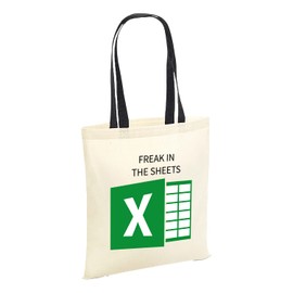 SmartyPants Freak In The Sheets Tote Bag - Nerd Geek Maths Excel Sheet Formula IT ICT Computer Funny Rude Pun Joke Humour Women's Fashion Kitchen Décor Gifts Presents (Black Handle)