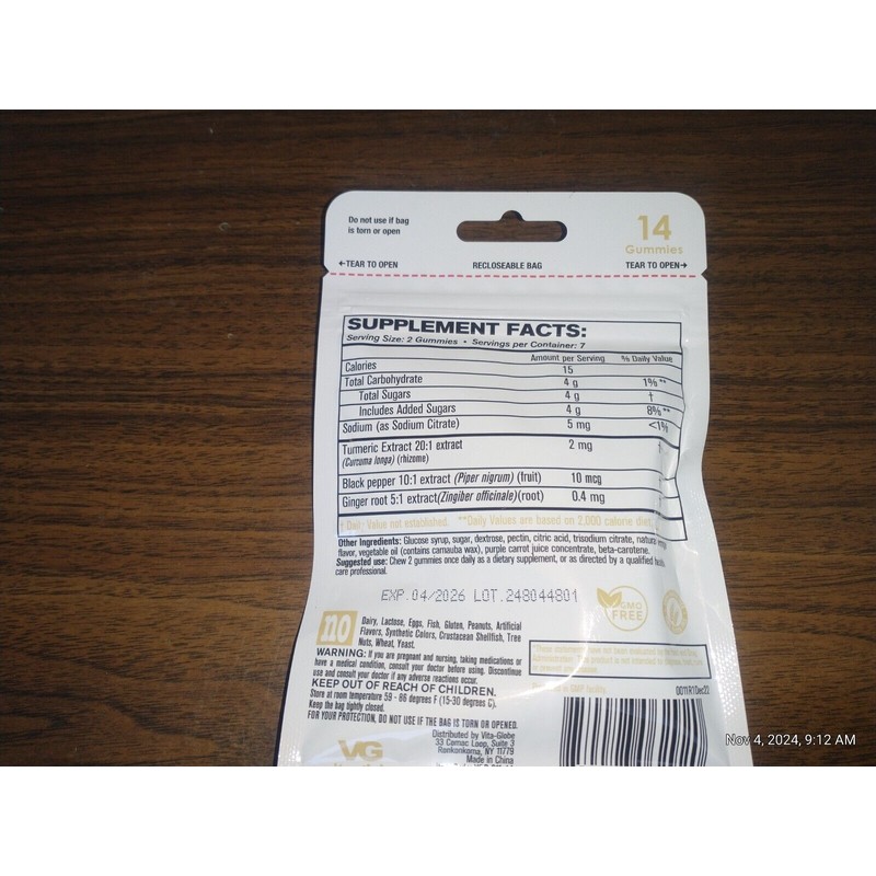 Globe **3 Packs * of Vita- Globe Gummies Turmeric with