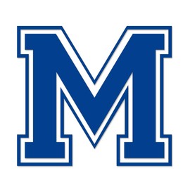 Applicable Pun Varsity Letter M - Vinyl Decal for Outdoor Use on Cars, ATV, Boats, Windows and More - Blue 8 Inches Tall
