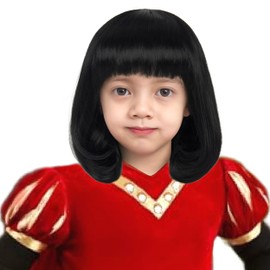 M MISS U HAIR Short Straight Black Bob Wig with Full Bangs for Small Head Cosplay Party Wigs