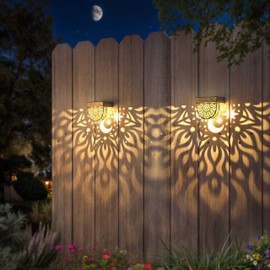 Gardsee Solar Fence Lights 6 Pack Solar Deck Lights Waterproof LED Step Wall Outdoor Decorations Warm Yellow Decorative Lighting for Garden Backyard Yard Decor (Gold)
