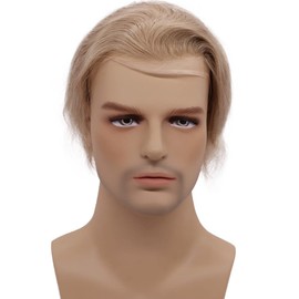 Lishy Mens Toupee European Human hair Replacement for Men Hairpiece Swiss Lace Front 0.08mm Thin Skin PU All V-looped Man Wigs 10x8inch 22R Ash Blonde Color