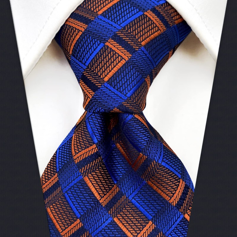 [S&W SHLAX&WING] Men's Necktie Pocket Square Blue Copper Tie Set