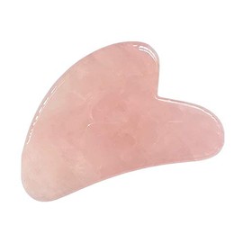 Bacatgem Natural Rose Quartz Scraping Facial Massage Tools, Crystal Jade Guasha Stone Board for SPA Acupuncture Therapy Trigger Point Treatment